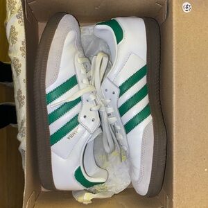 Samba Adidas White and Green Classic Sneakers